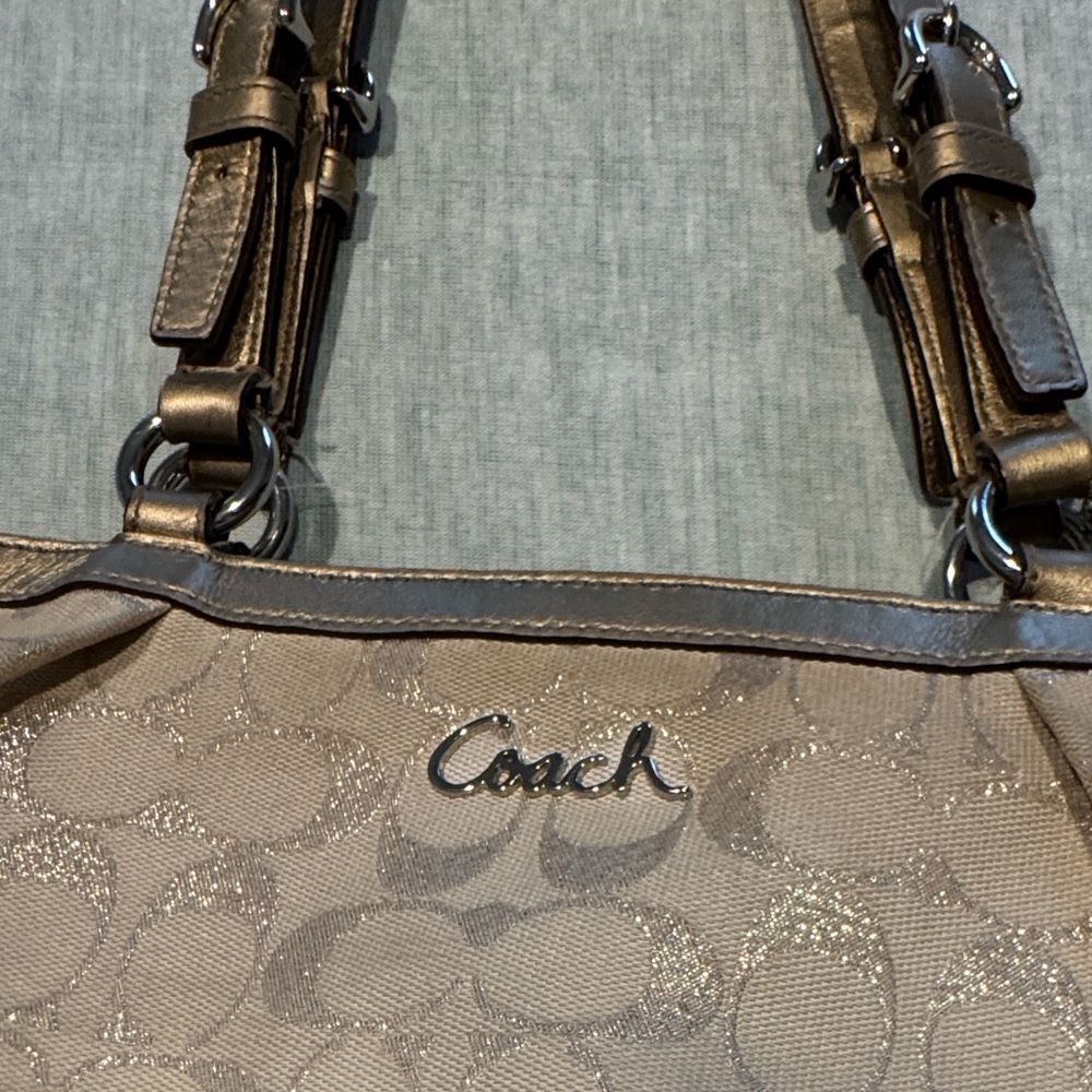 Coach Beige Signature Shoulder Bag - Picture 15 of 16